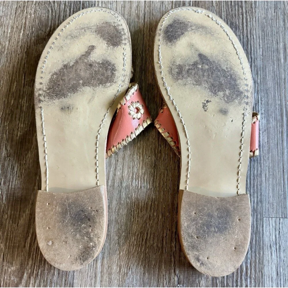 Jack Rogers Nantucket 1960’s Pink Thong Sandals USA Beach Casual WomenSize 9M